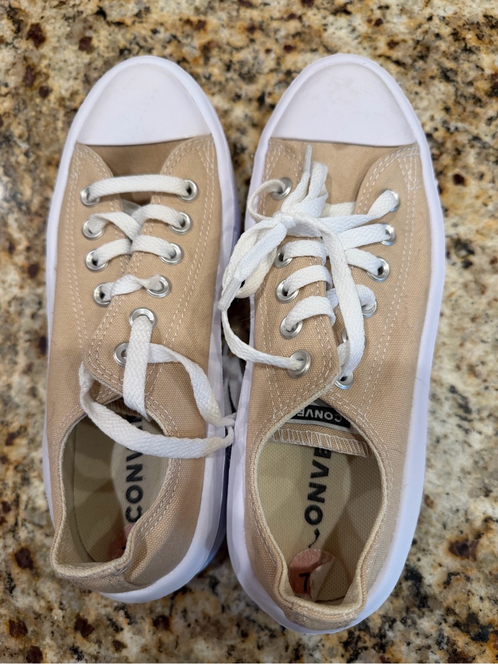 Converse Beige Canvas Low-Top Sneakers with White Accents